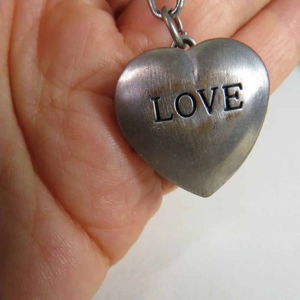 Vintage LOVE Heart Locket Watch Metal Purse Charm Pendant Clip On Dangle